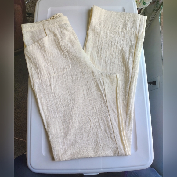 Soft Surroundings Pants - Soft Surroundings resortwear women's cream cotton gauze,trousers,High Rise sz M.